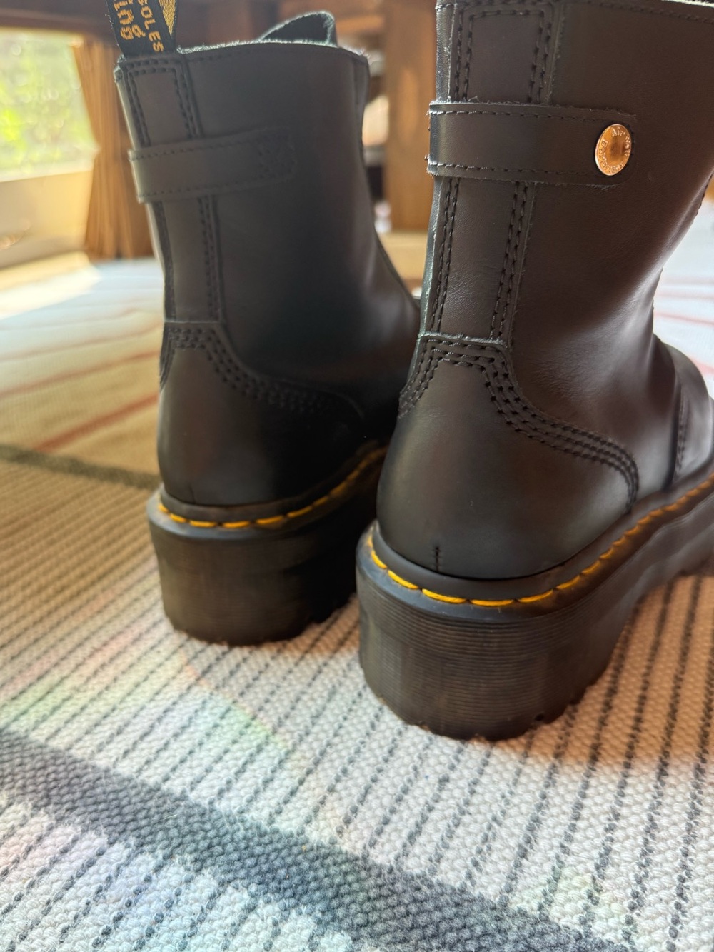 Dr. Martens Black Leather Jetta Front-Zip Platform Ankle Boots - Picture 5 of 7